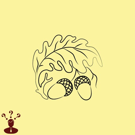 Two acorns with oak leaves icon.のイラスト素材
