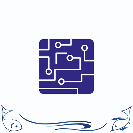 Circuit board, technology icon, vector illustration. Flat design styleのイラスト素材
