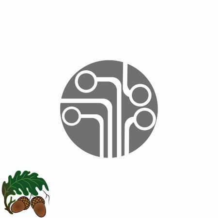 Circuit board, technology icon, vector illustration. Flat design styleのイラスト素材