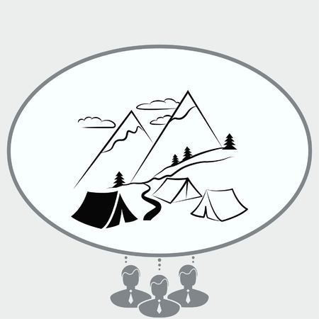 Mountain landscape. Camping icon.のイラスト素材