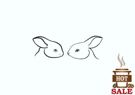Vector illustration of a rabbit. Easter bunny line icon.のイラスト素材