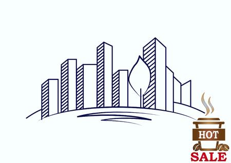 City silhouette icon. Vector Illustration. logoのイラスト素材