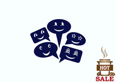Smile talking bubble icon, vector illustration. Flat design styleのイラスト素材