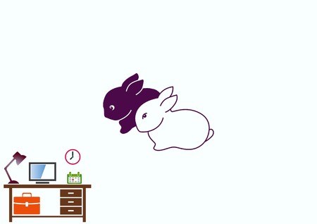 Vector illustration of a rabbit. Easter bunny line icon.のイラスト素材