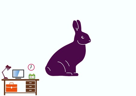 Vector illustration of a rabbit. Easter bunny line icon.のイラスト素材