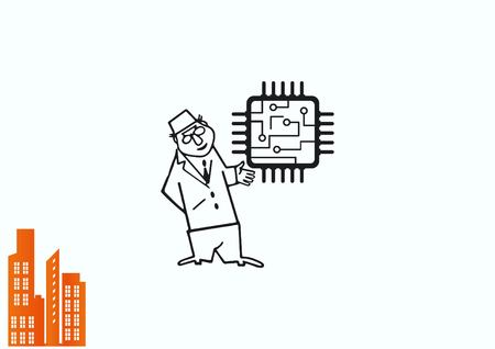 Circuit board, technology icon, vector illustration. Flat design styleのイラスト素材