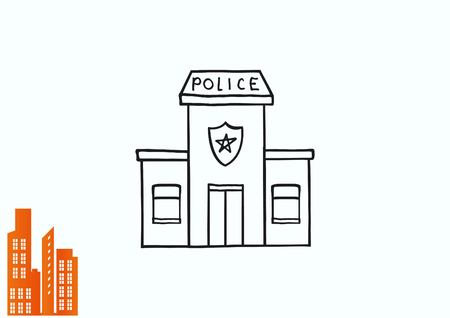Police Station doodle. Vector illustration.のイラスト素材