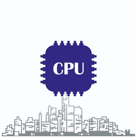 Circuit board, technology icon, vector illustration. Flat design styleのイラスト素材