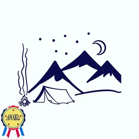 Mountain landscape and Camping icon.のイラスト素材