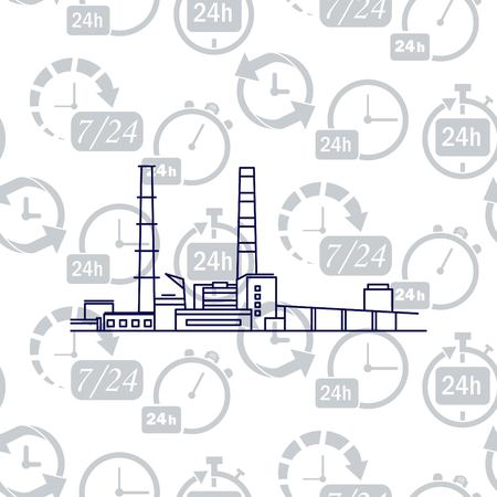 Factory silhouette icon. Vector Illustration. Industrial landscape. Heavy industry .のイラスト素材