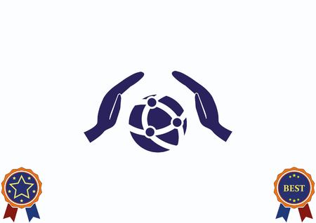 Holding globe, social network icon vector illustration.のイラスト素材