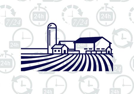 Retro landscapes. Editable EPS10 vector illustration, Agriculture field.のイラスト素材
