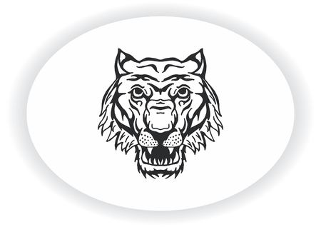 Vector illustration of an evil, savage, aggressive tiger. Predatory, dangerous beast. のイラスト素材