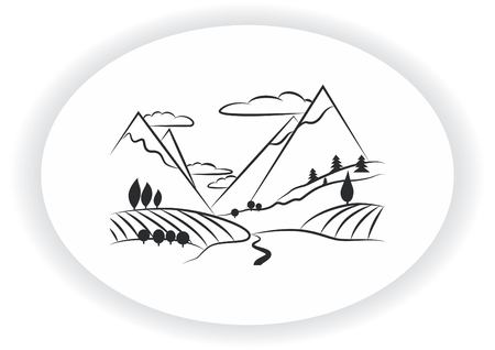 Mountain landscape. Camping icon.のイラスト素材