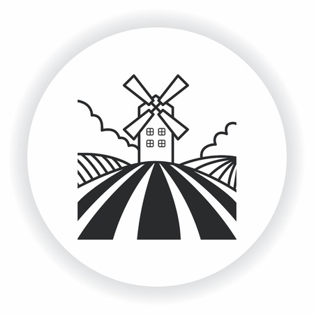 Farm products, Retro landscapes.  vector illustration, Agriculture field.のイラスト素材