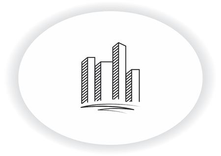 City silhouette icon. Vector Illustration.のイラスト素材
