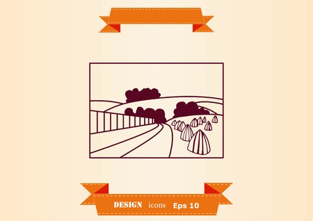 Retro landscapes. Editable EPS10 vector illustration, Agriculture field.のイラスト素材