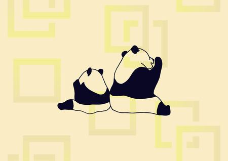 Vector illustration of a panda, side view.のイラスト素材