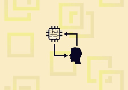 Circuit board, technology icon, vector illustration. Flat design styleのイラスト素材