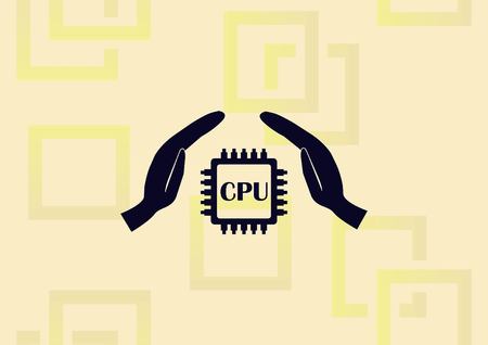 Circuit board, technology icon, vector illustration. Flat design styleのイラスト素材