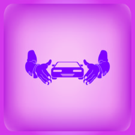 Car icon isolated on plain violet backgroundのイラスト素材
