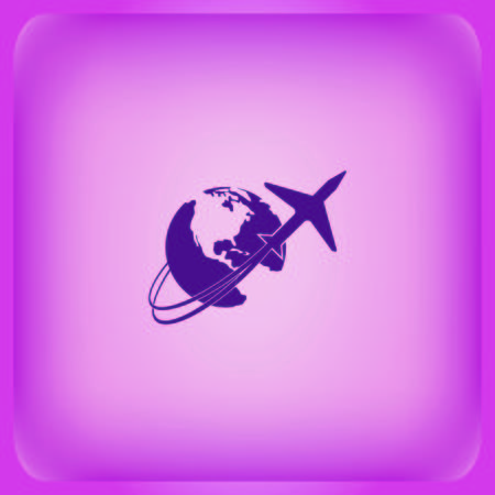 Aircraft icon isolated on plain violet backgroundのイラスト素材