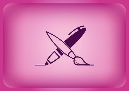 A brush icon isolated on plain violet backgroundのイラスト素材