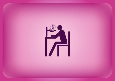 On line sale concept with a man sitting in front of computer.のイラスト素材