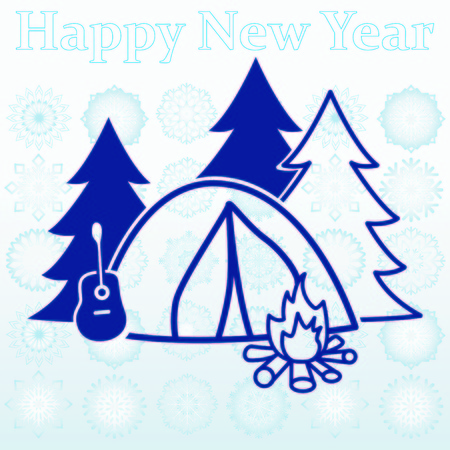 Mountain landscape. Camping icon.のイラスト素材