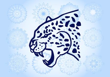 Vector illustration of an evil, wild, aggressive leopard. Prey, cheetah dangerous. Offensive cougar. Panther.のイラスト素材