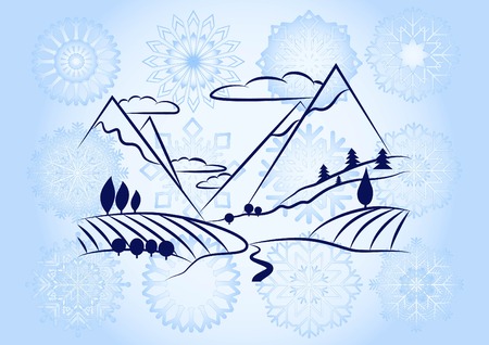 Mountain landscape. Camping icon.のイラスト素材