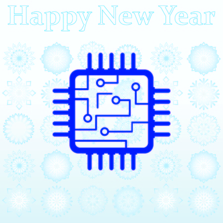 Circuit board, technology icon, vector illustration. Flat design styleのイラスト素材