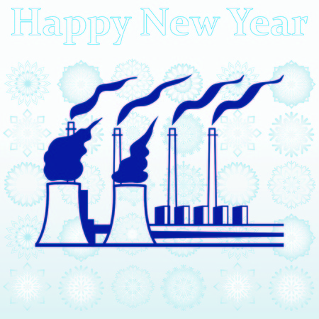 Factory silhouette icon. Vector Illustration. Industrial landscape. Heavy industry logo.のイラスト素材