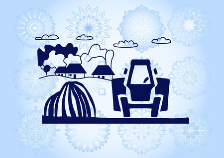 Retro landscapes. Editable EPS10 vector illustration, Agriculture field.のイラスト素材