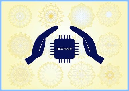 Circuit board, technology icon, vector illustration. Flat design styleのイラスト素材