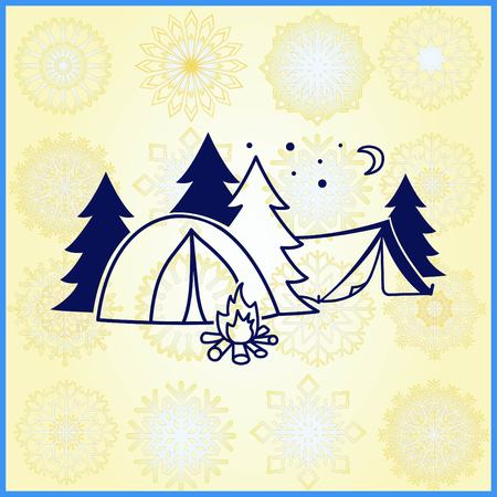 Mountain landscape. Camping icon.のイラスト素材