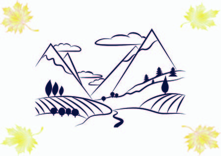 Mountain landscape. Camping icon.のイラスト素材