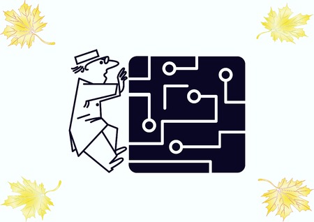 Circuit board, technology icon, vector illustration. Flat design styleのイラスト素材