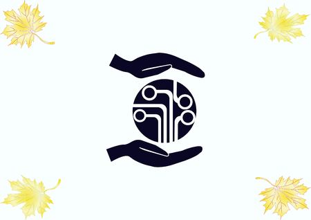 Circuit board, technology icon, vector illustration. Flat design styleのイラスト素材