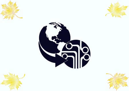 Circuit board, technology icon, vector illustration. Flat design styleのイラスト素材