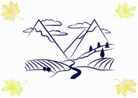 Mountain landscape. Camping icon.のイラスト素材