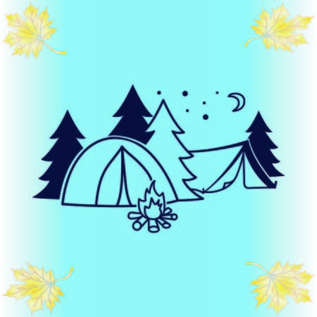 Mountain landscape. Camping icon.のイラスト素材