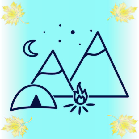 Mountain landscape. Camping icon.のイラスト素材
