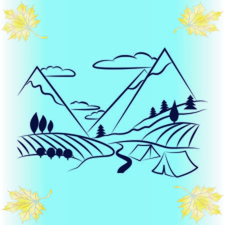 Mountain landscape. Camping icon.のイラスト素材