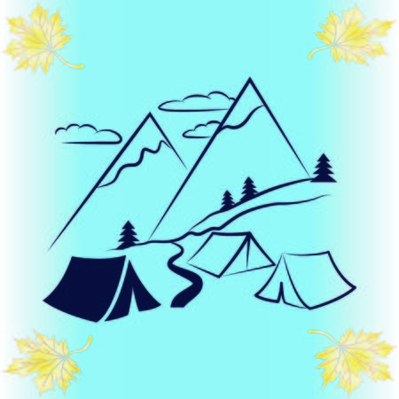 Mountain landscape. Camping icon.のイラスト素材