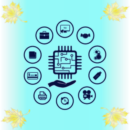 Circuit board, technology icon, vector illustration. Flat design styleのイラスト素材
