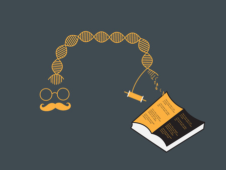 DNA is going back to its hypothetical origin that is books and threadsの写真素材