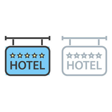 Signboard to the hotel. Travel vector icon on white isolated backgroundのイラスト素材