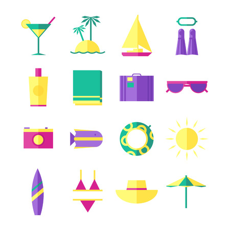 Summer holidays travel iconsのイラスト素材