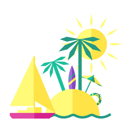 Colored summer illustration of an Islandのイラスト素材
